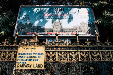 Mumbai India March 2, 2019 View of Chhatrapati Shivaji Maharaj Terminus also called Victoria train station located in the heart of Mumbaiのeditorial素材