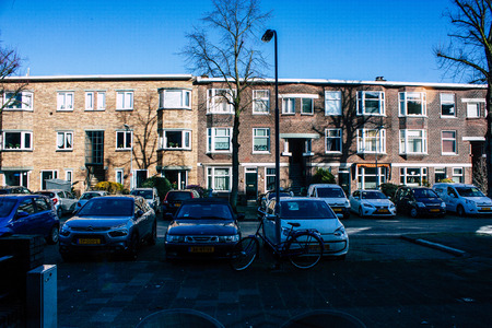 Voorburg Netherlands March 9, 2019 View of the traditional lower brick building located in the street of Voorburg in the afternoonのeditorial素材