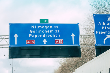 Papendrecht Netherlands March 12, 2019 View of traffic circulation in the highway to Papendrecht in the afternoonのeditorial素材