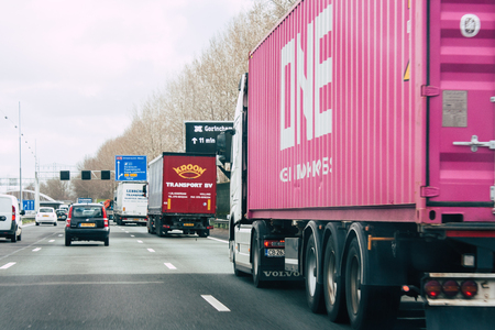 Papendrecht Netherlands March 12, 2019 View of traffic circulation in the highway to Papendrecht in the afternoonのeditorial素材