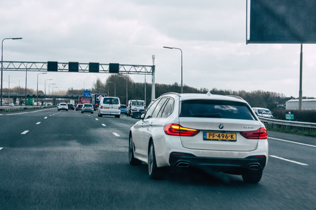 Papendrecht Netherlands March 12, 2019 View of traffic circulation in the highway to Papendrecht in the afternoonのeditorial素材
