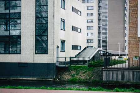 Papendrecht Netherlands March 12, 2019 View of the traditional Dutch lower brick building located in the streets of Papendrecht in the afternoonのeditorial素材