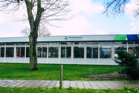 Papendrecht Netherlands March 12, 2019 View of the traditional Dutch lower brick building located in the streets of Papendrecht in the afternoonのeditorial素材