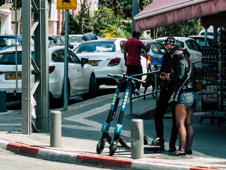 Tel Aviv Israel March 26, 2019 View of unknown Israeli people walking in the streets of Tel Aviv in the afternoonのeditorial素材