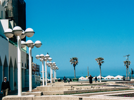 Tel Aviv Israel April 4, 2019 View of unknown Israeli people walking in the streets of Tel Aviv in the afternoonのeditorial素材