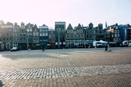 Amsterdam Netherlands April 8, 2019 View of unknowns people walking in the Red Light district in Amsterdam in the eveningのeditorial素材