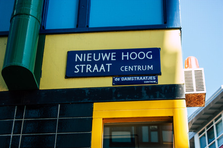 Amsterdam Netherlands April 10, 2019 View of a store located in Nieuwe Hoogstraat street in Amsterdam in the eveningのeditorial素材