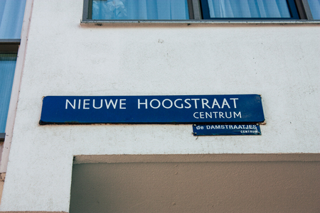 Amsterdam Netherlands April 10, 2019 View of a store located in Nieuwe Hoogstraat street in Amsterdam in the eveningのeditorial素材