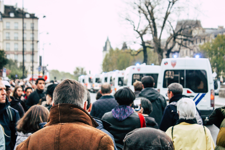 Paris France April 16, 2019  View of Parisians and tourists come to see the Notre Dame cathedral which burned the day before in a big fireのeditorial素材