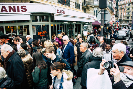 Paris France April 16, 2019  View of Parisians and tourists come to see the Notre Dame cathedral which burned the day before in a big fireのeditorial素材