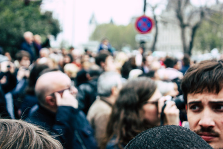 Paris France April 16, 2019  View of Parisians and tourists come to see the Notre Dame cathedral which burned the day before in a big fireのeditorial素材