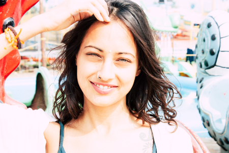 Fort Cochin Kerala India December 30, 2018 Portrait of Reachel Singh, Dutch professional singer,having fun in southern Indiaのeditorial素材