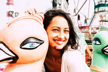 Fort Cochin Kerala India December 30, 2018 Portrait of Reachel Singh, Dutch professional singer,having fun in southern Indiaのeditorial素材