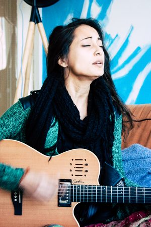 Voorburg Netherlands April 11, 2019 Portrait of Reachel Singh, Dutch professional singer and...