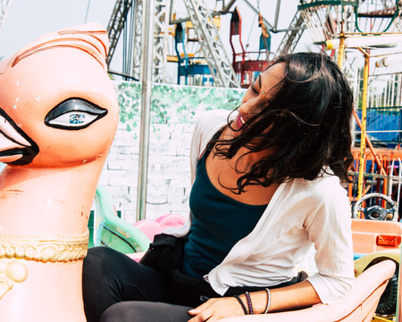 Fort Cochin Kerala India December 30, 2018 Portrait of Reachel Singh, Dutch professional singer,having fun in southern Indiaのeditorial素材