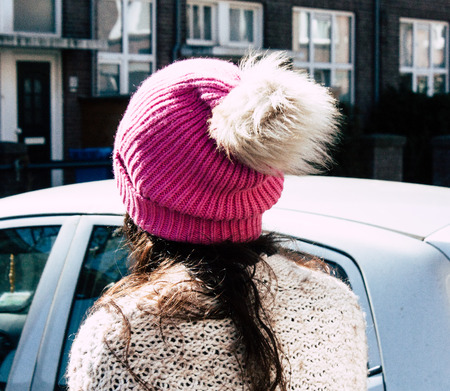 Voorburg Netherlands March 19, 2019 Portrait of Reachel Singh, Dutch professional singer and songwriter walking in the streets of Voorburg in the afternoonのeditorial素材