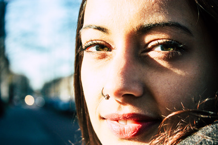 Voorburg Netherlands March 19, 2019 Portrait of Reachel Singh, Dutch professional singer and songwriter walking in the streets of Voorburg in the afternoonのeditorial素材
