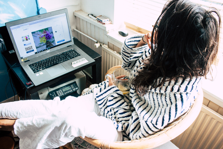 Voorburg Netherlands April 15, 2019 Portrait of Reachel Singh, Dutch professional singer and songwriter resting at home in Voorburg in the afternoonのeditorial素材