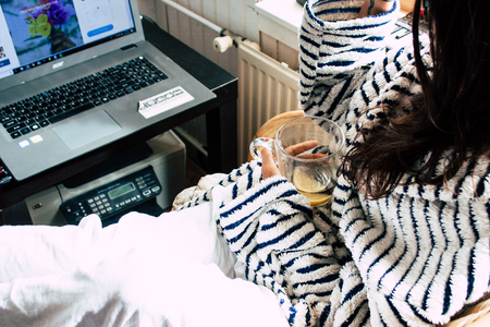Voorburg Netherlands April 15, 2019 Portrait of Reachel Singh, Dutch professional singer and songwriter resting at home in Voorburg in the afternoonの写真素材