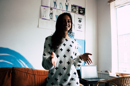 Voorburg Netherlands April 15, 2019 Portrait of Reachel Singh, Dutch professional singer and songwriter resting at home in Voorburg in the afternoonのeditorial素材