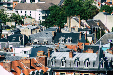 Reims France May 15, 2019 View of the city of Reims from the top of the Notre Dame de Reims Cathedral in the afternoonのeditorial素材