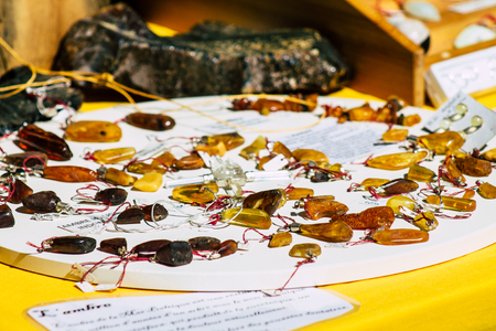 Reims France Saturday June 1, 2019 Closeup of medieval decorative objects sold during the Johanniques festival, annual French celebration in Reims to commemorate the coronation of Charles VII in Reims Cathedralのeditorial素材