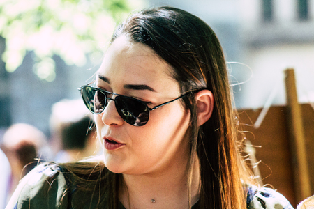 Reims France Saturday June 1, 2019 Portrait of unknown French people taking part in the Johanniques festival, annual French celebration in Reims to commemorate the coronation of Charles VII in Reims Cathedralのeditorial素材