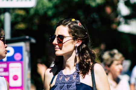 Reims France Saturday June 1, 2019 Portrait of unknown French people taking part in the Johanniques festival, annual French celebration in Reims to commemorate the coronation of Charles VII in Reims Cathedralのeditorial素材