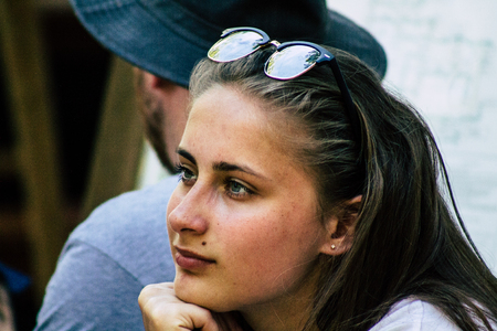 Reims France Saturday June 1, 2019 Portrait of unknown French people taking part in the Johanniques festival, annual French celebration in Reims to commemorate the coronation of Charles VII in Reims Cathedralのeditorial素材