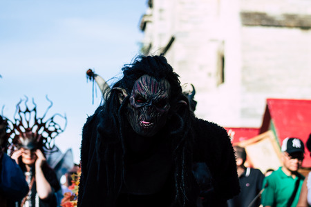 Reims France Saturday June 1, 2019 View of people disguised as medieval character unfolding in the...