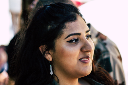 Reims France Saturday June 1, 2019 Portrait of unknown French people taking part in the Johanniques festival, annual French celebration in Reims to commemorate the coronation of Charles VII in Reims Cathedralのeditorial素材