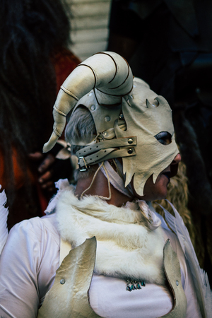 Reims France Saturday June 1, 2019 View of people disguised as medieval character unfolding in the streets during the Johanniques festival, annual French celebration in Reimsのeditorial素材