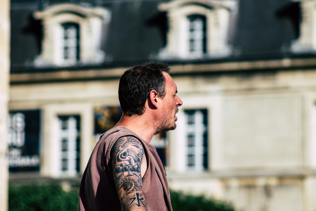 Reims France Saturday June 1, 2019 View of unknown musicians playing medieval music during the Johanniques festival, annual French celebration in Reims to commemorate the coronation of Charles VIIのeditorial素材