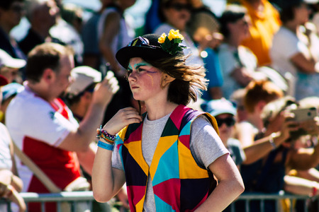 Reims France June 2, 2019 View of people in the streets of Johanniques feast, annual French celebration in Reimsのeditorial素材