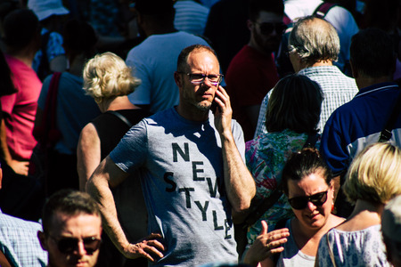 Reims France Saturday June 1, 2019 Portrait of unknown French people taking part in the Johanniques festival, annual French celebration in Reims to commemorate the coronation of Charles VII in Reims Cathedralのeditorial素材