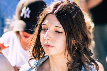 Reims France Saturday June 1, 2019 Portrait of unknown French people taking part in the Johanniques festival, annual French celebration in Reims to commemorate the coronation of Charles VII in Reims Cathedralのeditorial素材
