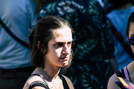 Reims France Saturday June 1, 2019 Portrait of unknown French people taking part in the Johanniques festival, annual French celebration in Reims to commemorate the coronation of Charles VII in Reims Cathedralのeditorial素材