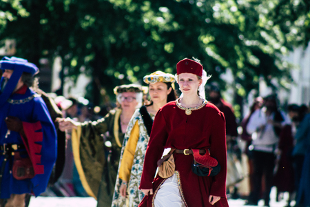 Reims France June 2, 2019 View of people in the streets of Johanniques feast, annual French celebration in Reimsのeditorial素材