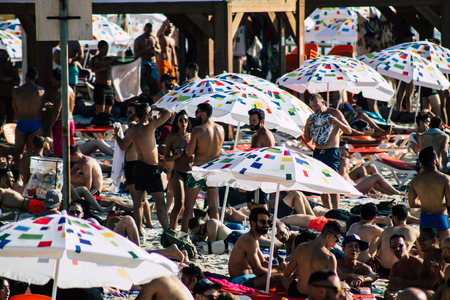 Tel Aviv Yafo Israel June 10, 2019 View of LGBT beach at Tel Aviv in the afternoonのeditorial素材