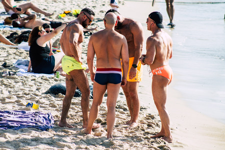 Tel Aviv Yafo Israel June 10, 2019 View of LGBT beach at Tel Aviv in the afternoonのeditorial素材