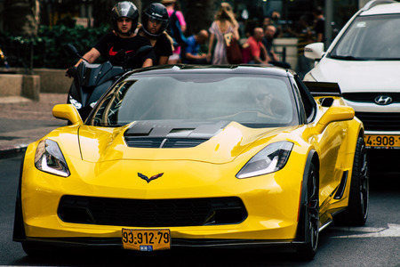 Tel Aviv Israel June 10, 2019 View of a car in the streets of Tel Aviv in the afternoon