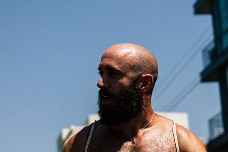 Tel Aviv Israel June 14, 2019 Portrait of unknown Israeli people participating to the gay pride parade in the streets of Tel Aviv in the afternoonのeditorial素材