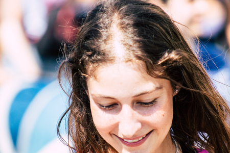 Tel Aviv Israel June 14, 2019 Portrait of unknown Israeli people participating to the gay pride parade in the streets of Tel Aviv in the afternoonのeditorial素材