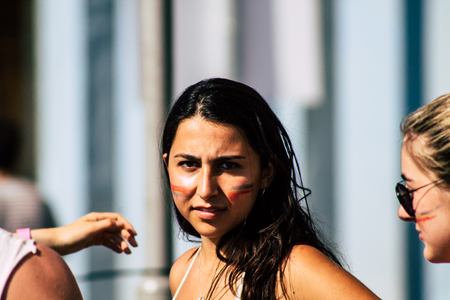 Tel Aviv Israel June 14, 2019 Portrait of unknown Israeli people participating to the gay pride parade in the streets of Tel Aviv in the afternoonのeditorial素材