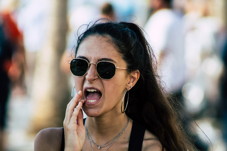 Tel Aviv Israel June 14, 2019 Portrait of unknown Israeli people participating to the gay pride parade in the streets of Tel Aviv in the afternoonのeditorial素材