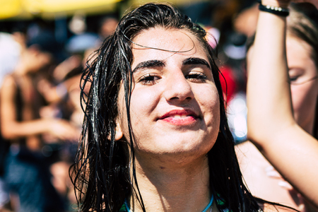 Tel Aviv Israel June 14, 2019 Portrait of unknown Israeli people participating to the gay pride parade in the streets of Tel Aviv in the afternoonのeditorial素材