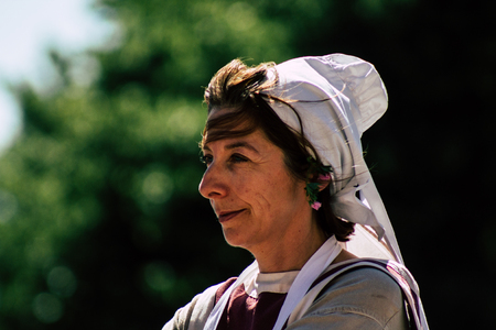 Reims France June 2, 2019 View of people in the streets of Johanniques feast, annual French celebration in Reimsのeditorial素材
