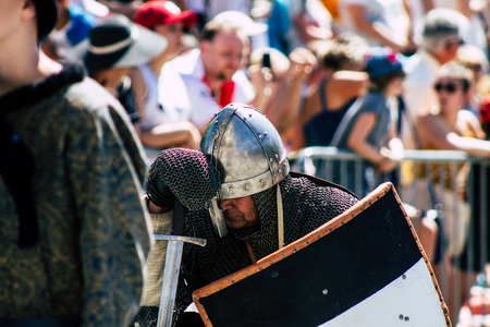 Reims France June 2, 2019 View of people in the streets of Johanniques feast, annual French celebration in Reimsのeditorial素材