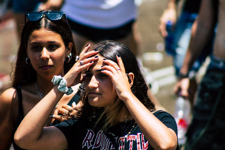 Tel Aviv Israel June 14, 2019 Portrait of unknown Israeli people participating to the gay pride parade in the streets of Tel Aviv in the afternoonのeditorial素材
