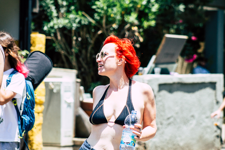 Tel Aviv Israel June 14, 2019 Portrait of unknown Israeli people participating to the gay pride parade in the streets of Tel Aviv in the afternoonのeditorial素材